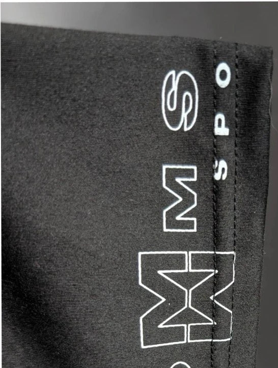 Missguided Plus black cropped gym top with white graphic logo and crew neckline.