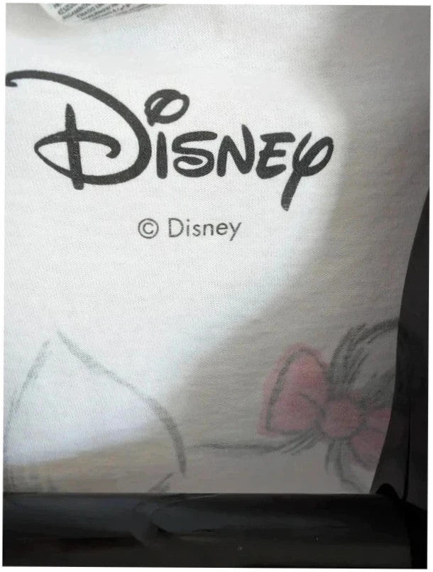 Disney white graphic t-shirt featuring Marie from The Aristocats with pink bows.