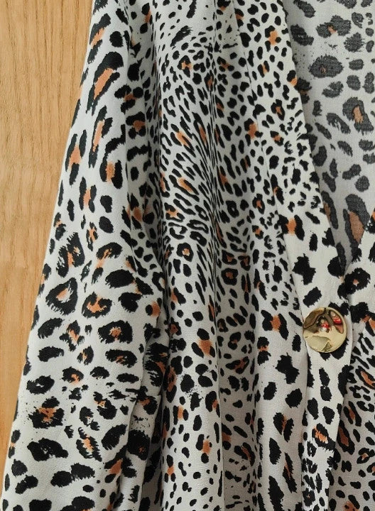 Leopard Print Blouse Gold Button Floaty Shirt Animal Print Top UK Chic Size 16 alcyone213k