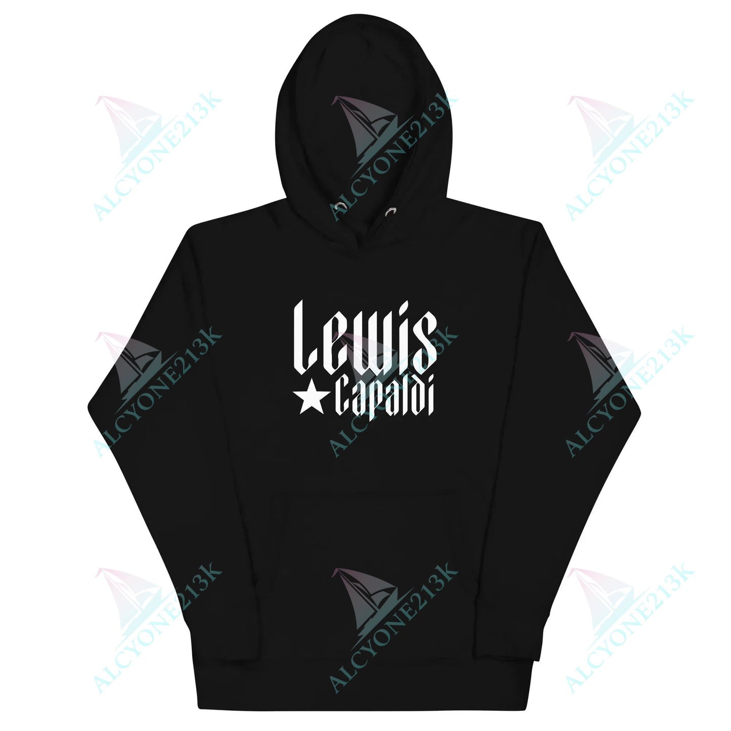 Lewis Capaldi Unisex Hoodie Pouch Pocket Black Cotton alcyone213k