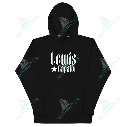 Lewis Capaldi Unisex Hoodie Pouch Pocket Black Cotton alcyone213k