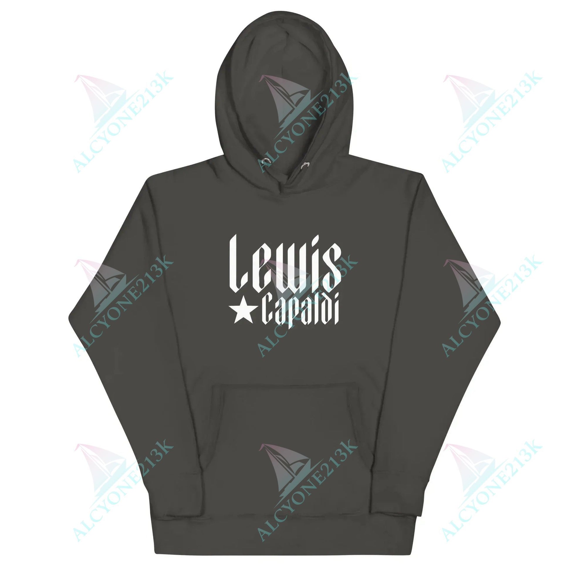Lewis Capaldi Unisex Hoodie Pouch Pocket Black Cotton alcyone213k