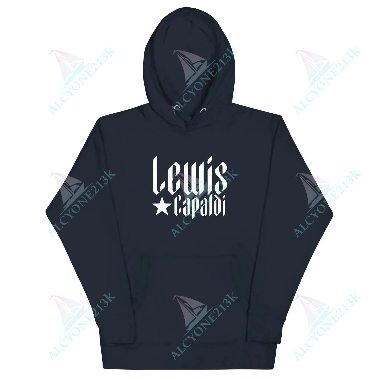Lewis Capaldi Unisex Hoodie Pouch Pocket Black Cotton alcyone213k