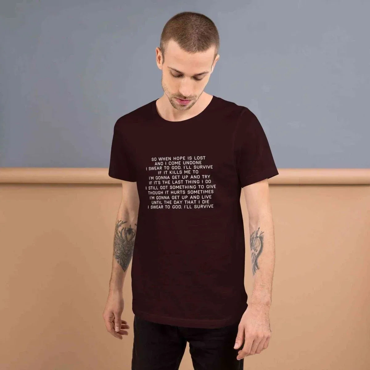 Lewis Capaldi "Survive" Lyric T-Shirt | Black Cotton Unisex Tee alcyone213k