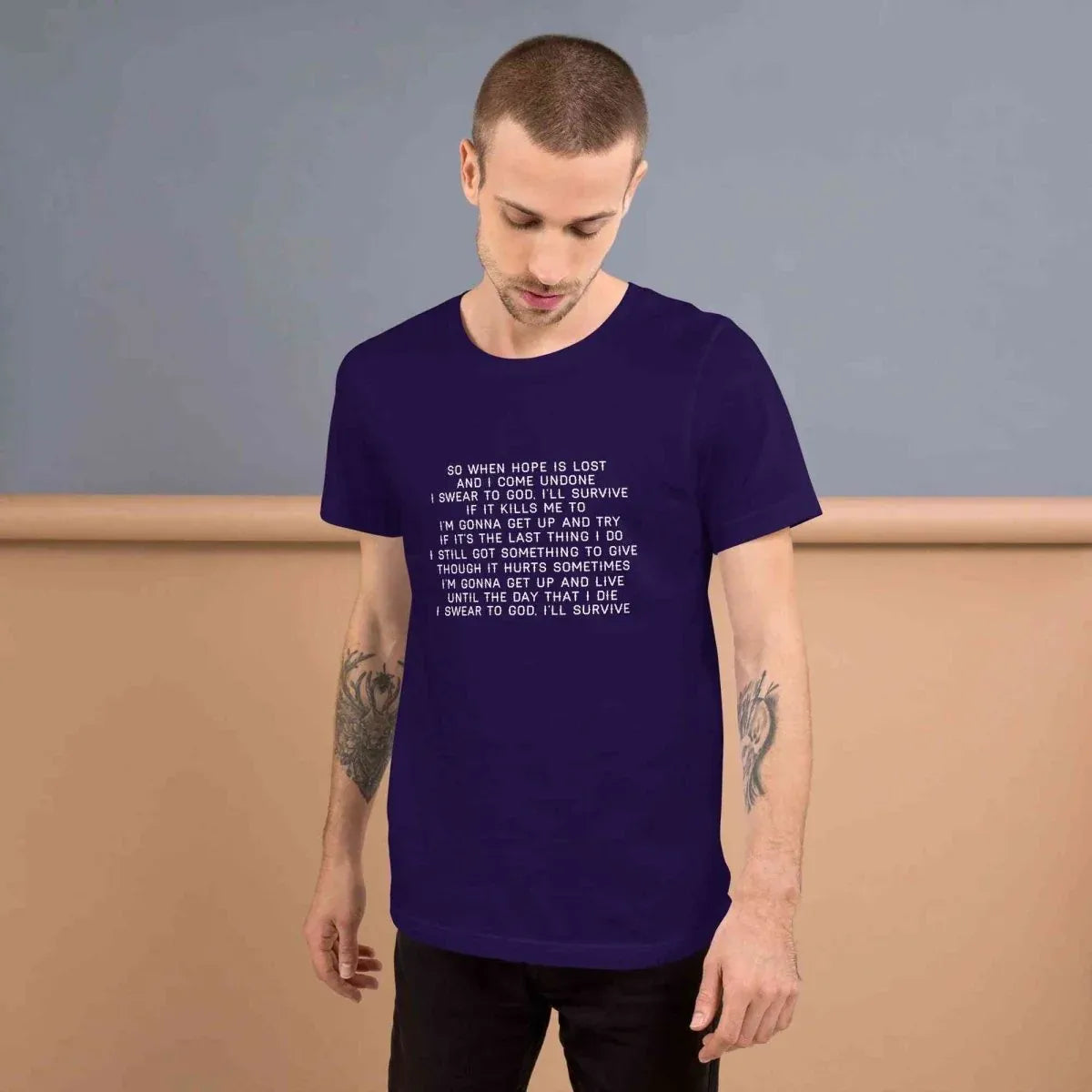 Lewis Capaldi "Survive" Lyric T-Shirt | Black Cotton Unisex Tee alcyone213k