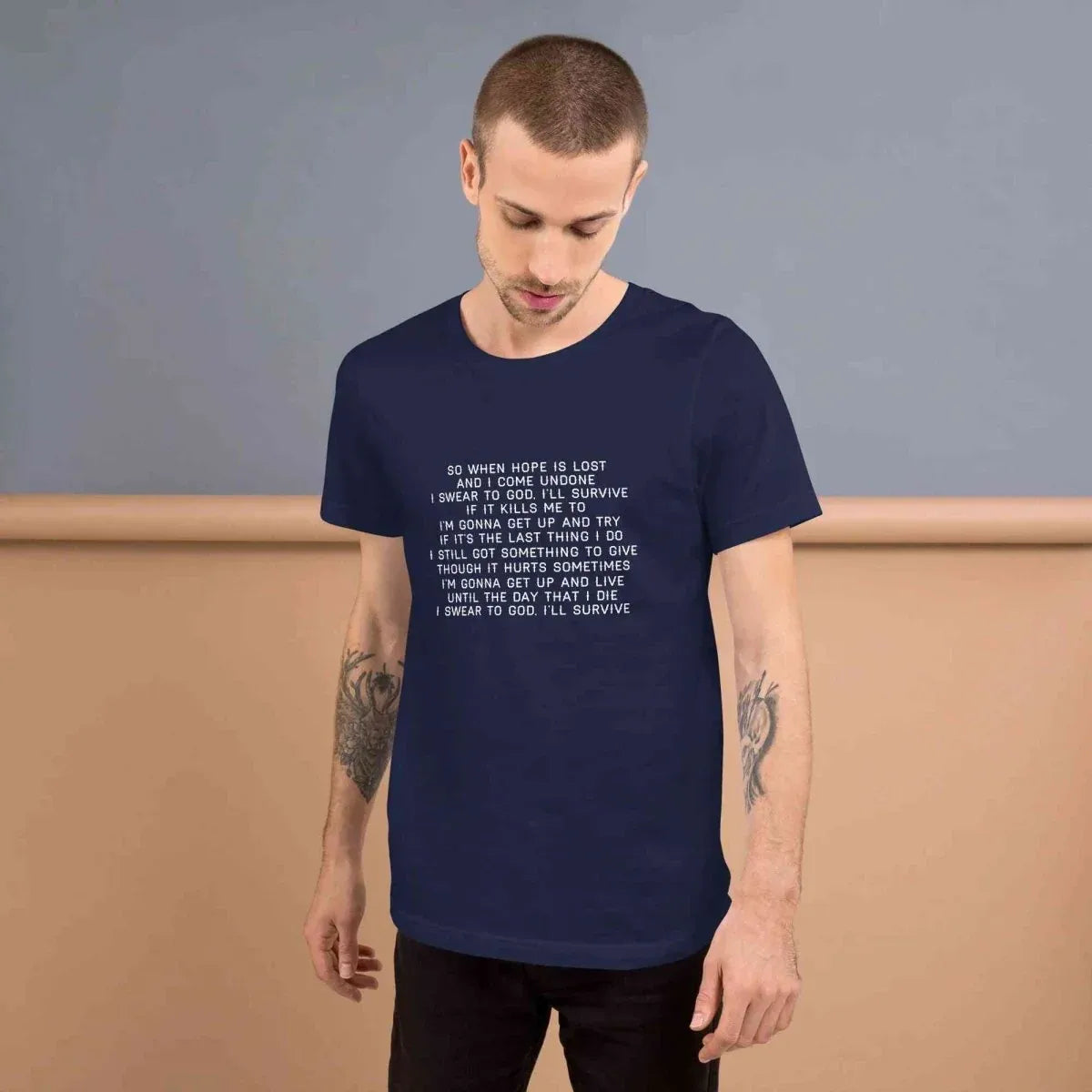 Lewis Capaldi "Survive" Lyric T-Shirt | Black Cotton Unisex Tee alcyone213k