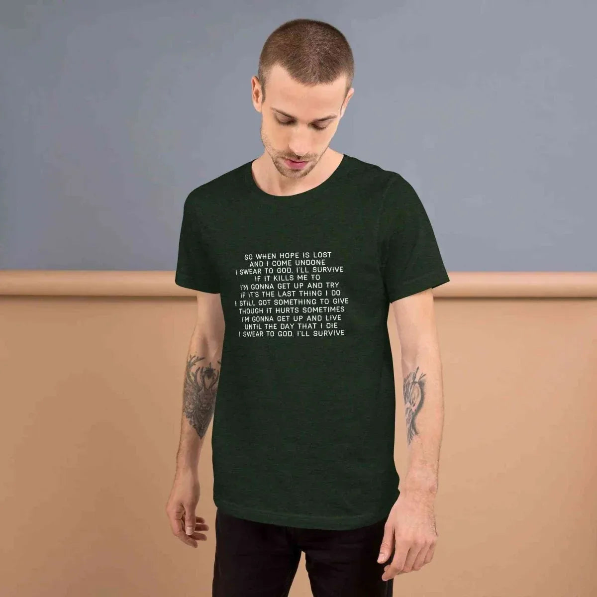 Lewis Capaldi "Survive" Lyric T-Shirt | Black Cotton Unisex Tee alcyone213k