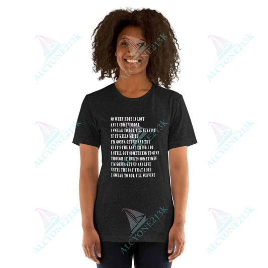 T-shirt Alcyone213k Lewis Capaldi "Survive" Lyric T-Shirt | Unisex Cotton Tee Black Heather