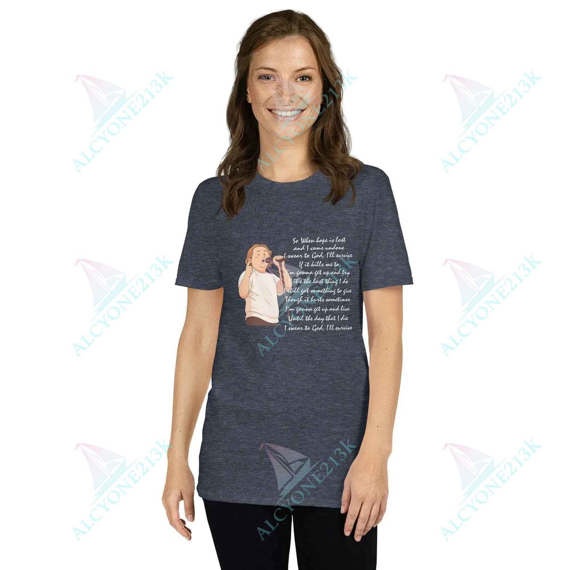 T-shirt Alcyone213k Lewis Capaldi Survive Lyrics Shirt - Unisex T-Shirt for Music Lovers, Soft & Comfortable Heather Navy