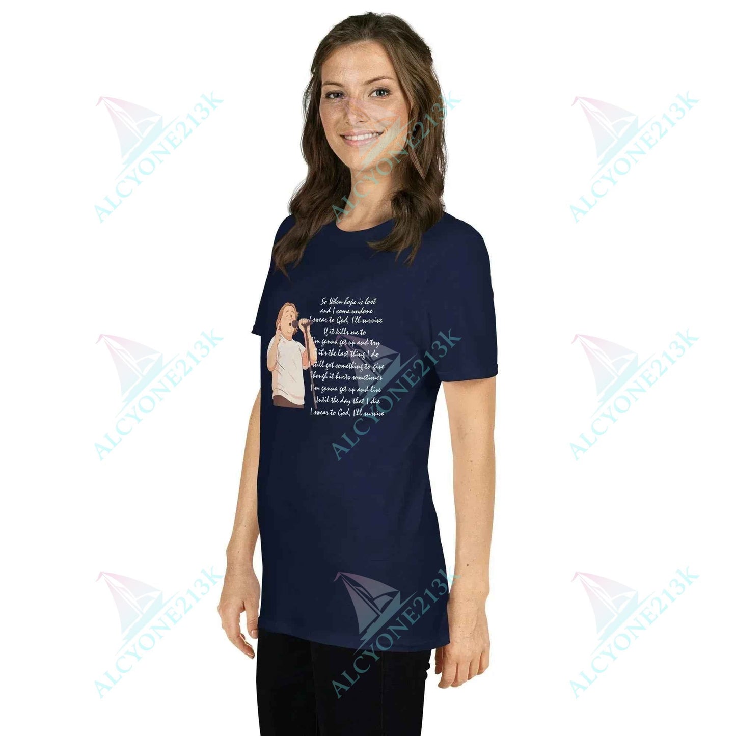 T-shirt Alcyone213k Lewis Capaldi Survive Lyrics Shirt - Unisex T-Shirt for Music Lovers, Soft & Comfortable