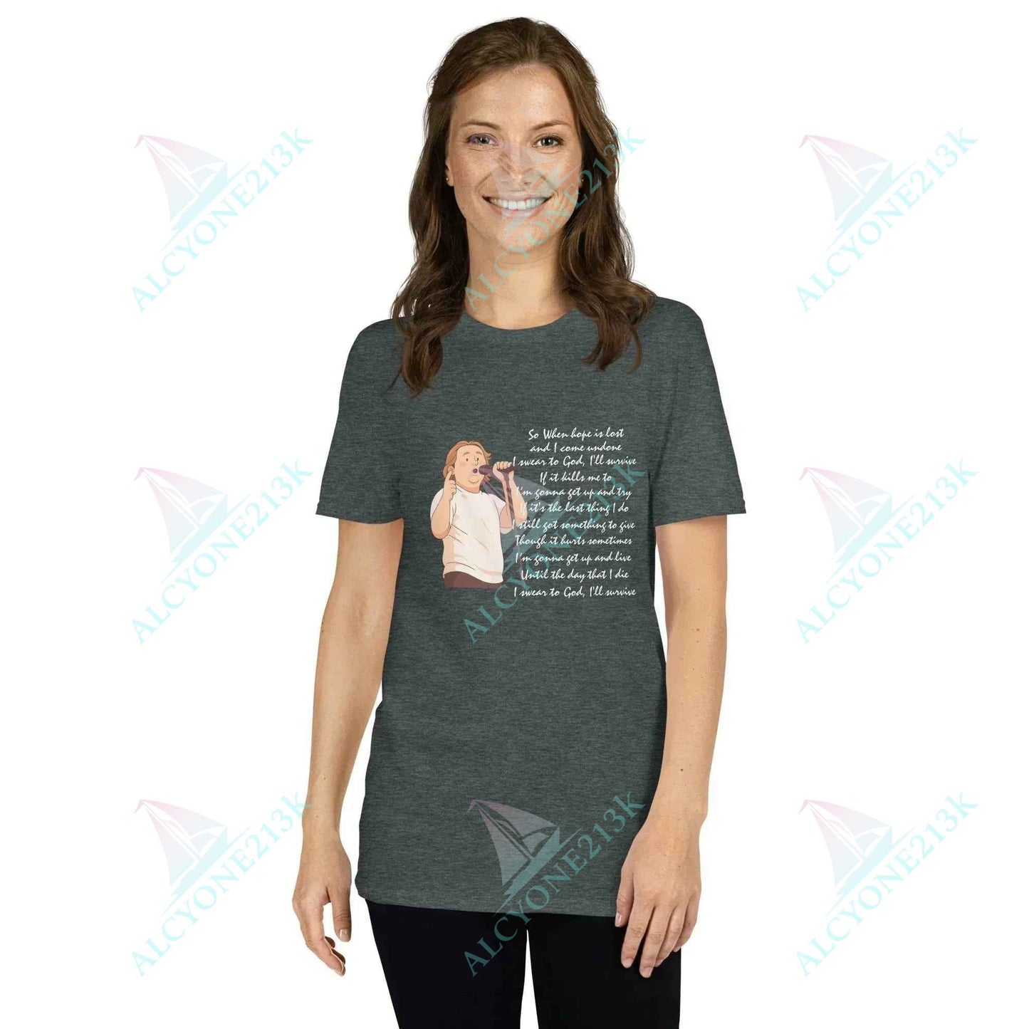 T-shirt Alcyone213k Lewis Capaldi Survive Lyrics Shirt - Unisex T-Shirt for Music Lovers, Soft & Comfortable Dark Heather