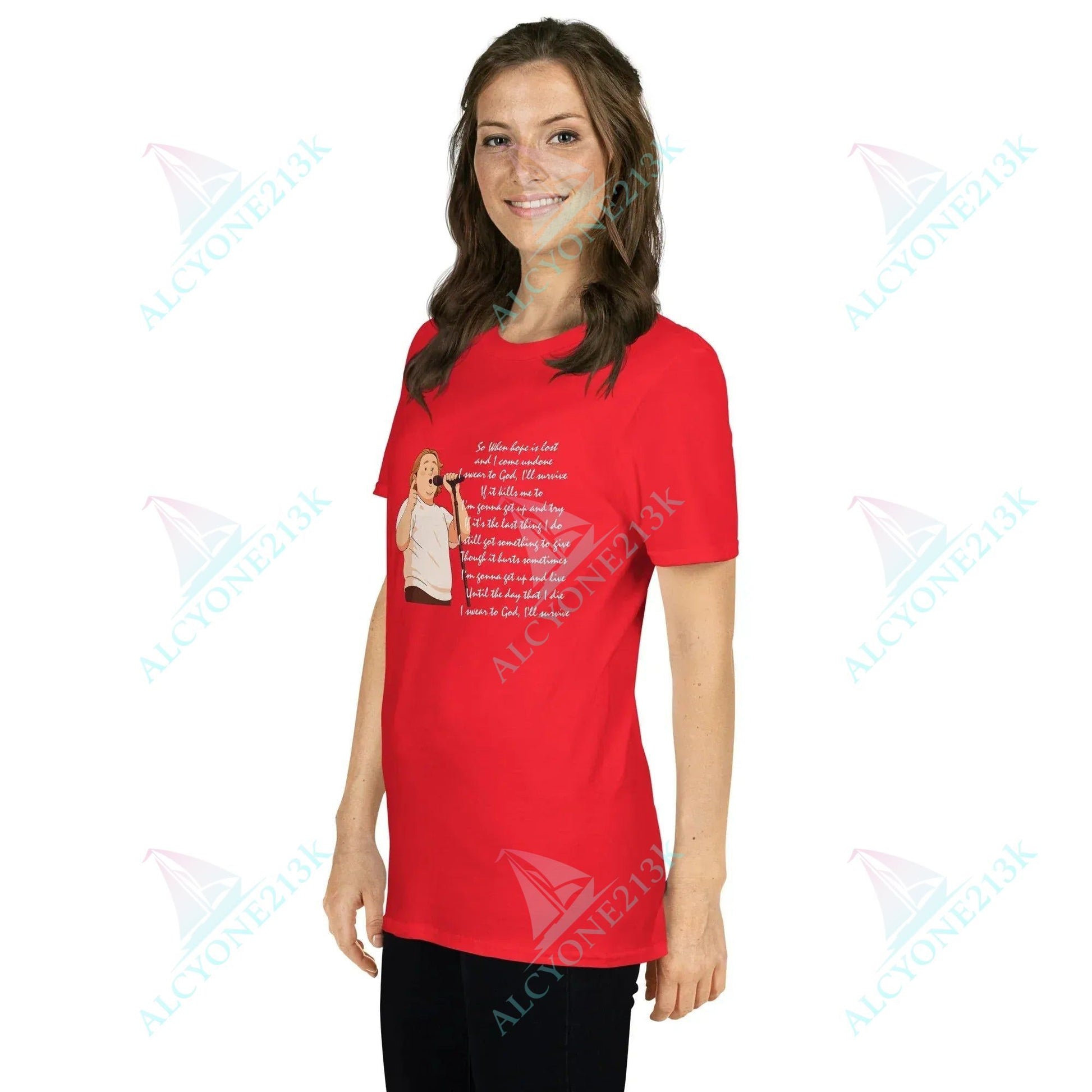 T-shirt Alcyone213k Lewis Capaldi Survive Lyrics Shirt - Unisex T-Shirt for Music Lovers, Soft & Comfortable