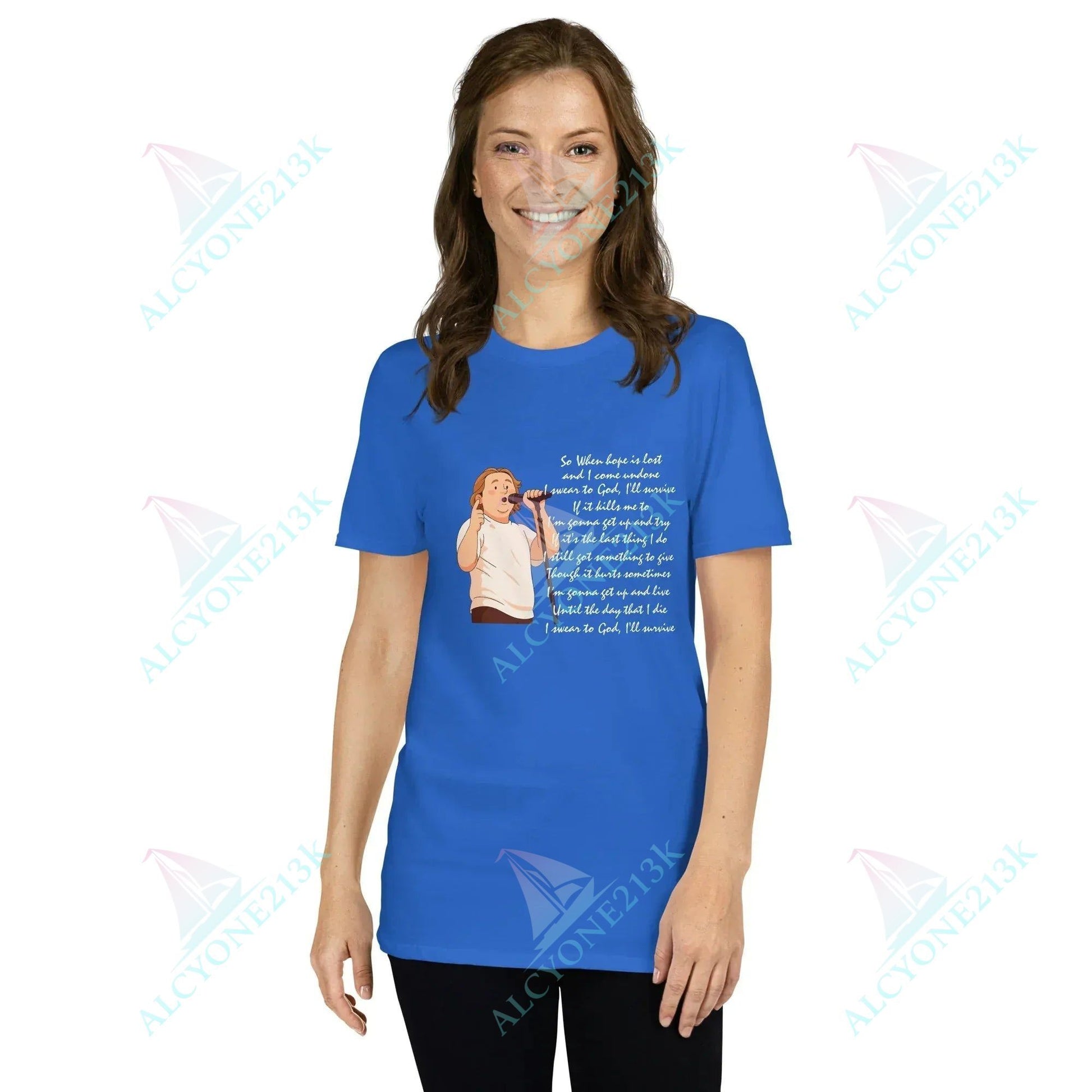 T-shirt Alcyone213k Lewis Capaldi Survive Lyrics Shirt - Unisex T-Shirt for Music Lovers, Soft & Comfortable Royal