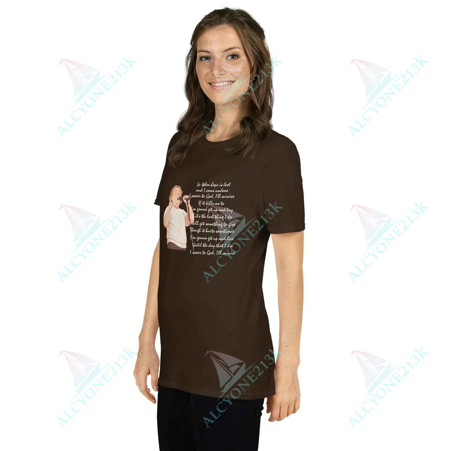 T-shirt Alcyone213k Lewis Capaldi Survive Lyrics Shirt - Unisex T-Shirt for Music Lovers, Soft & Comfortable