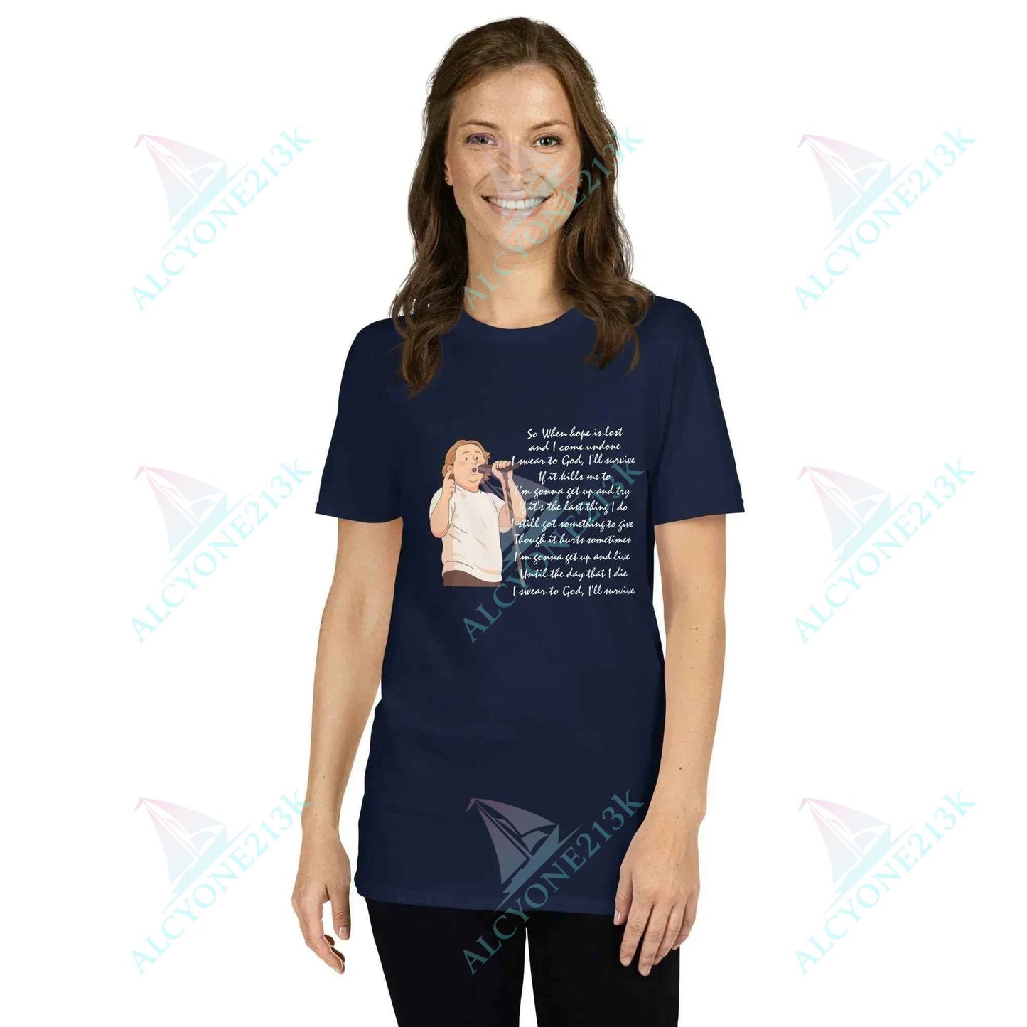 T-shirt Alcyone213k Lewis Capaldi Survive Lyrics Shirt - Unisex T-Shirt for Music Lovers, Soft & Comfortable Navy