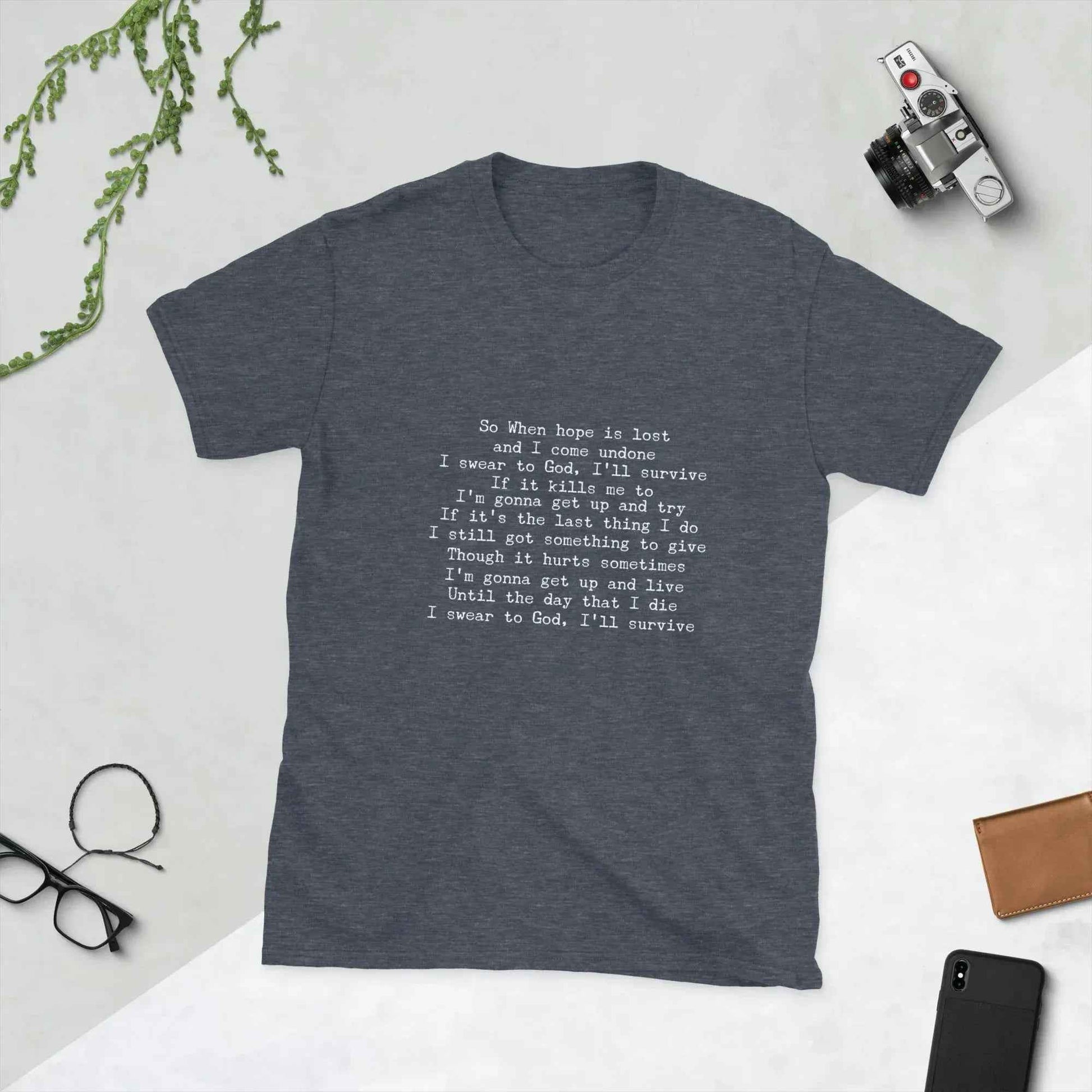 Lewis Capaldi Survive Lyrics T-Shirt - Unisex Cotton Tee alcyone213k
