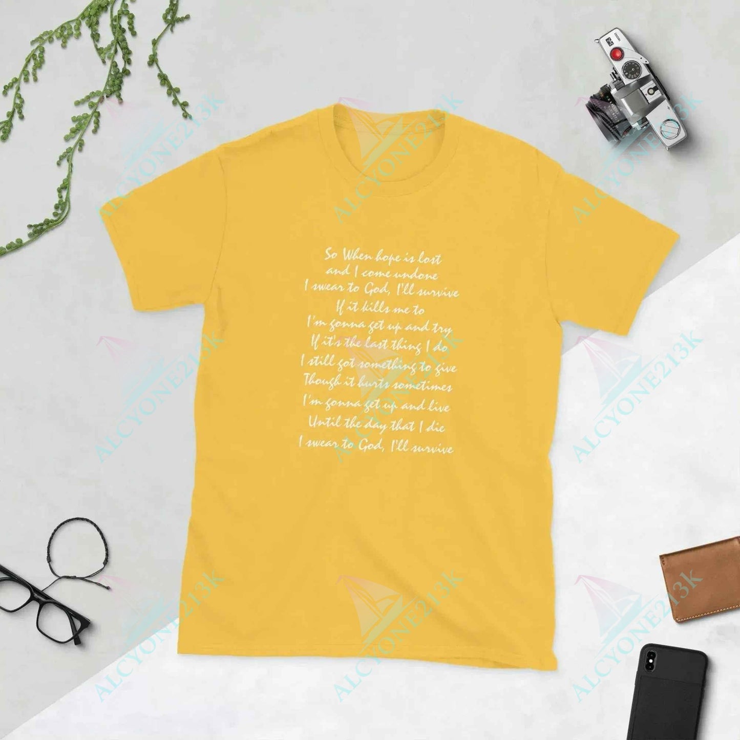 Lewis Capaldi 'Survive' Lyrics T-Shirt | Unisex Cotton Graphic Tee alcyone213k