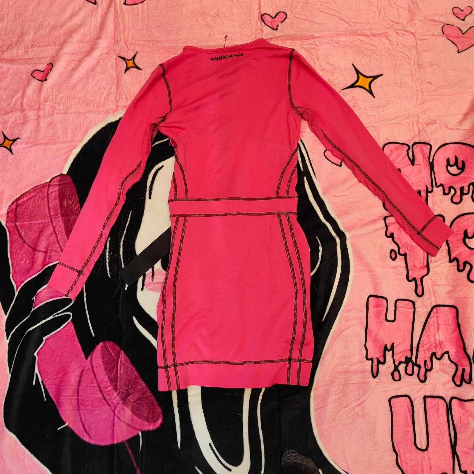 Manière De Voir Pink Zip Bodycon Mini Dress Size 8 Cut Out Belted Stretch alcyone213k