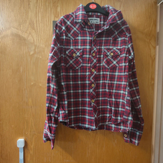 Miss Edwin Red Tartan Flannel Shirt Grunge Y2K Plaid Check Top alcyone213k