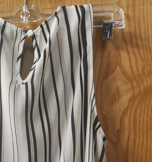 Primark Black White Stripe Sleeveless Blouse Top UK 14 Smart Casual Monochrome alcyone213k