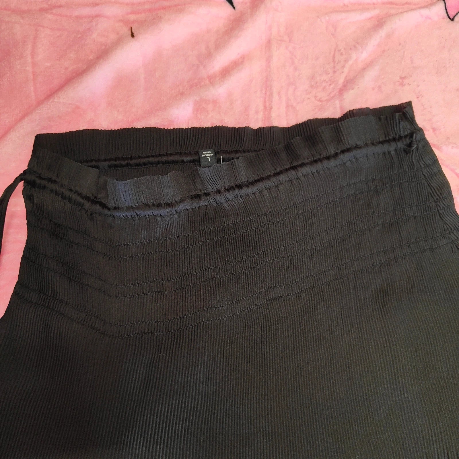 Rachel Zoe Black Pleated Midi Skirt Tie Waist Flowy A-Line Size L alcyone213k