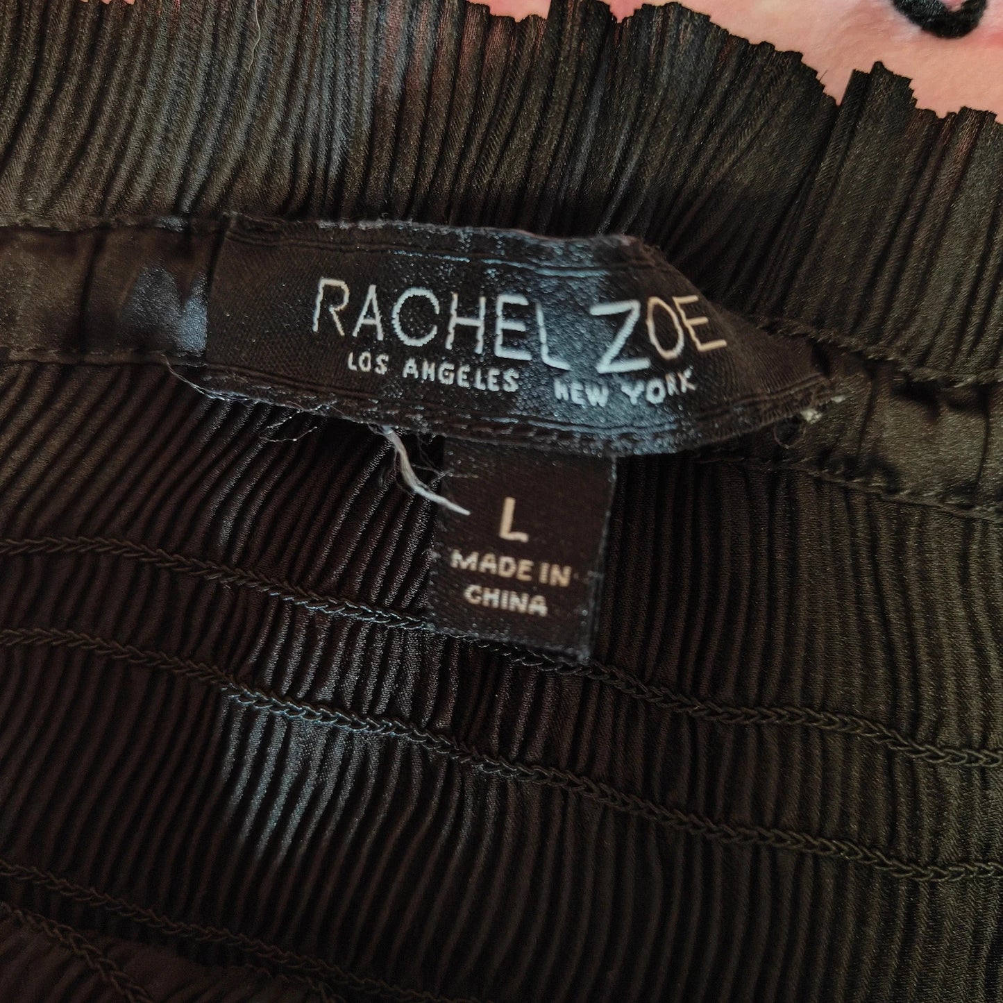 Rachel Zoe Black Pleated Midi Skirt Tie Waist Flowy A-Line Size L alcyone213k
