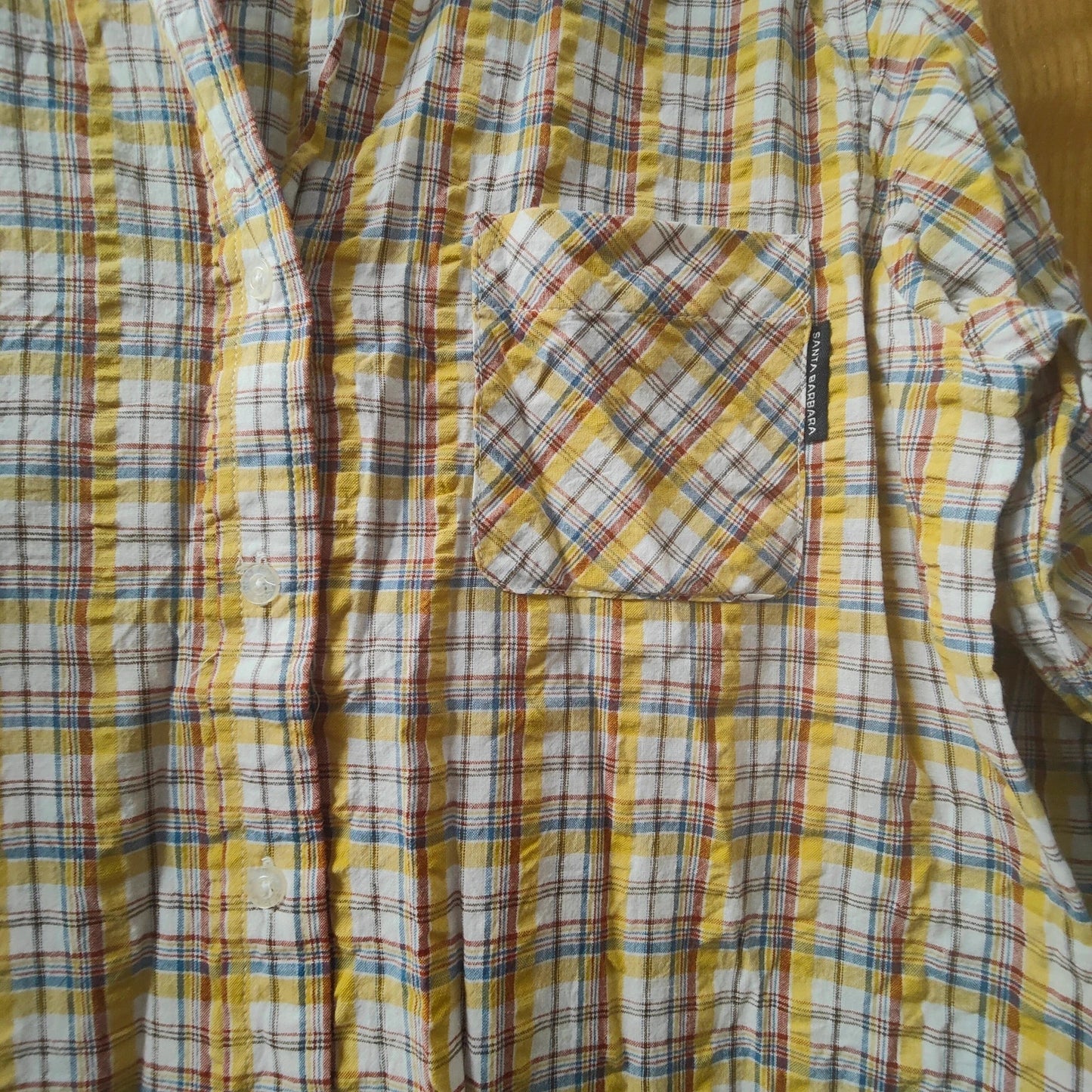 Santa Barbara Polo Racquet Club Yellow Check Shirt M Cotton Casual Plaid alcyone213k