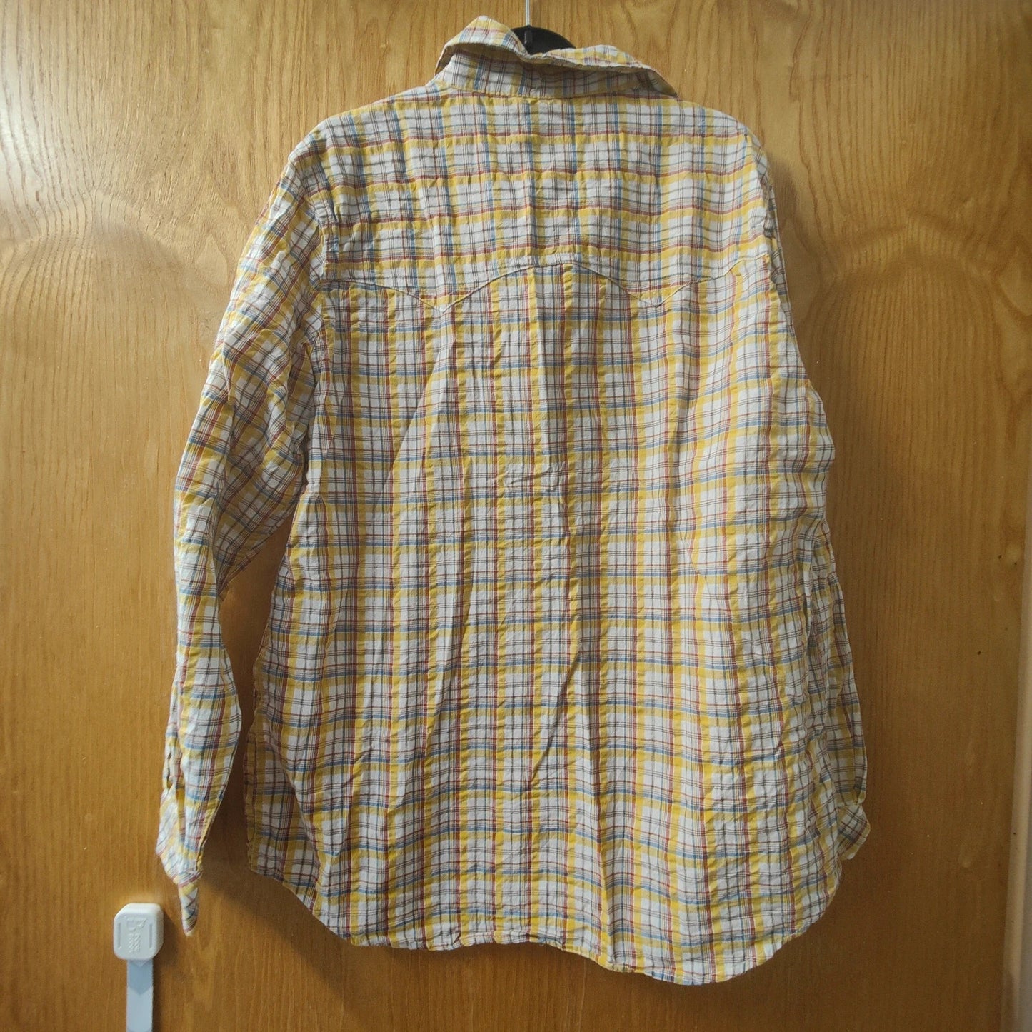 Santa Barbara Polo Racquet Club Yellow Check Shirt M Cotton Casual Plaid alcyone213k