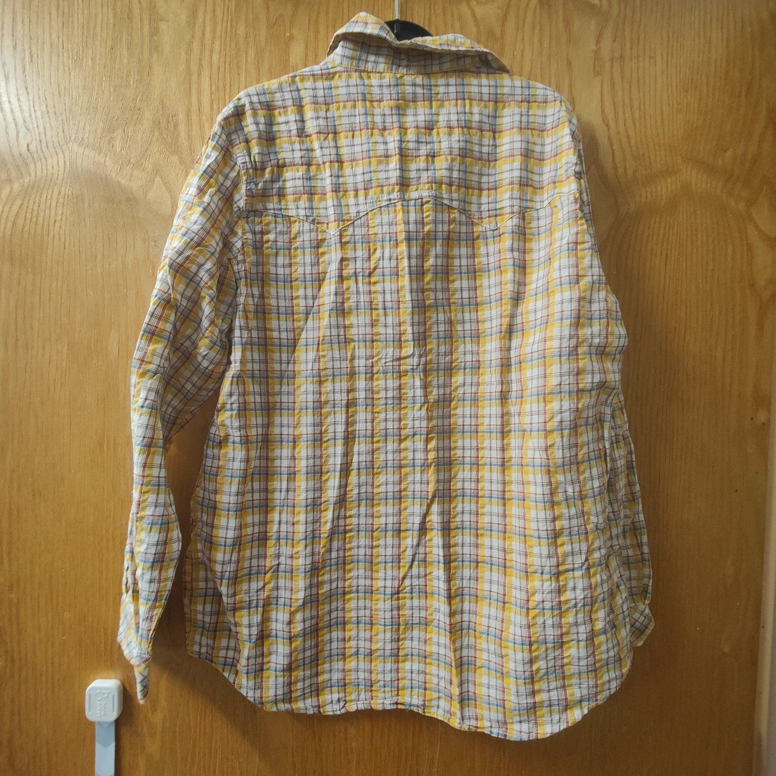 Santa Barbara Polo Racquet Club Yellow Check Shirt M Cotton Casual Plaid alcyone213k