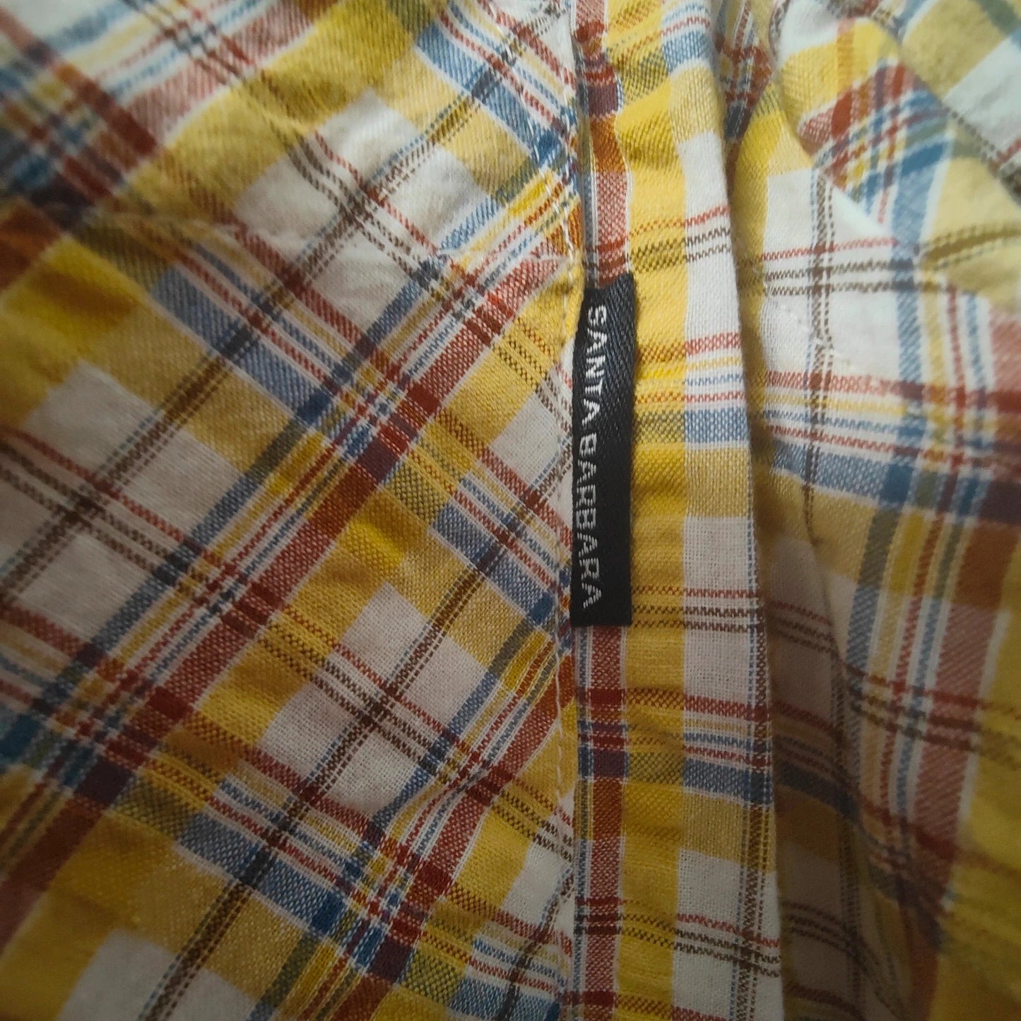 Santa Barbara Polo Racquet Club Yellow Check Shirt M Cotton Casual Plaid alcyone213k