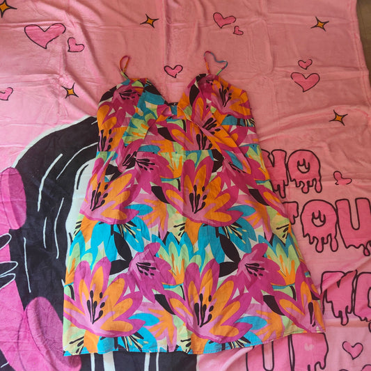 TU Floral Spaghetti Strap Dress Size 18 Linen Viscose Summer Holiday alcyone213k