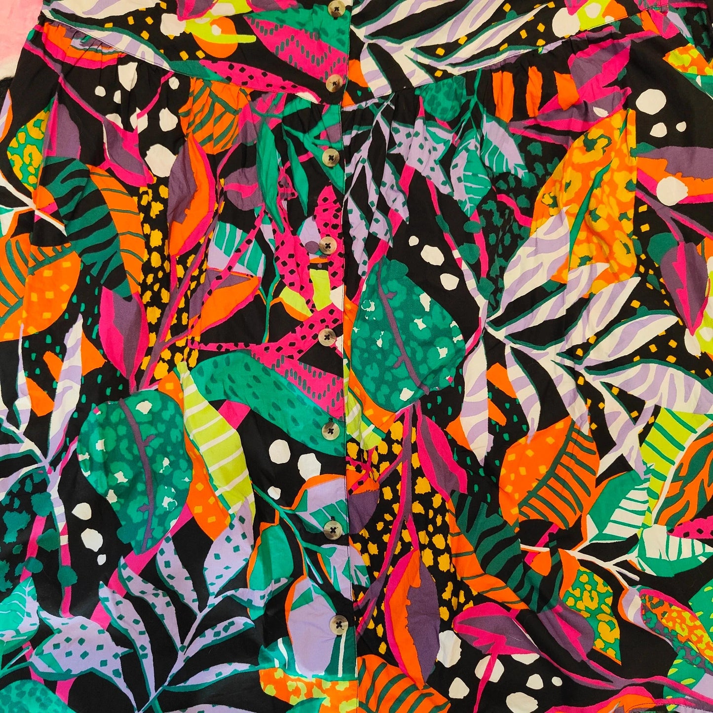 TU Woman Tropical Leaf Print Mini Skirt Button Front A-Line Size 22 alcyone213k