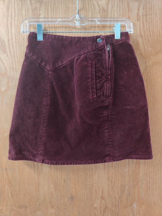 &amp; Other Stories Burgundy Corduroy Wrap Mini Skirt Tie Waist Pocket UK 6 EU 34 alcyone213k