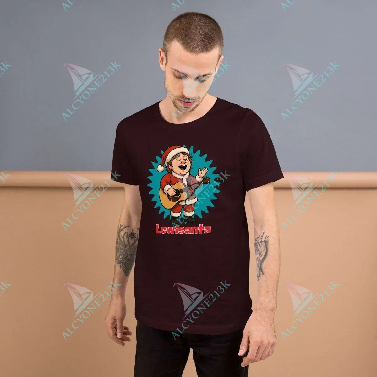 T-shirt Alcyone213k Lewis Capaldi Christmas T-Shirt | Unisex Festive Music Apparel Oxblood Black
