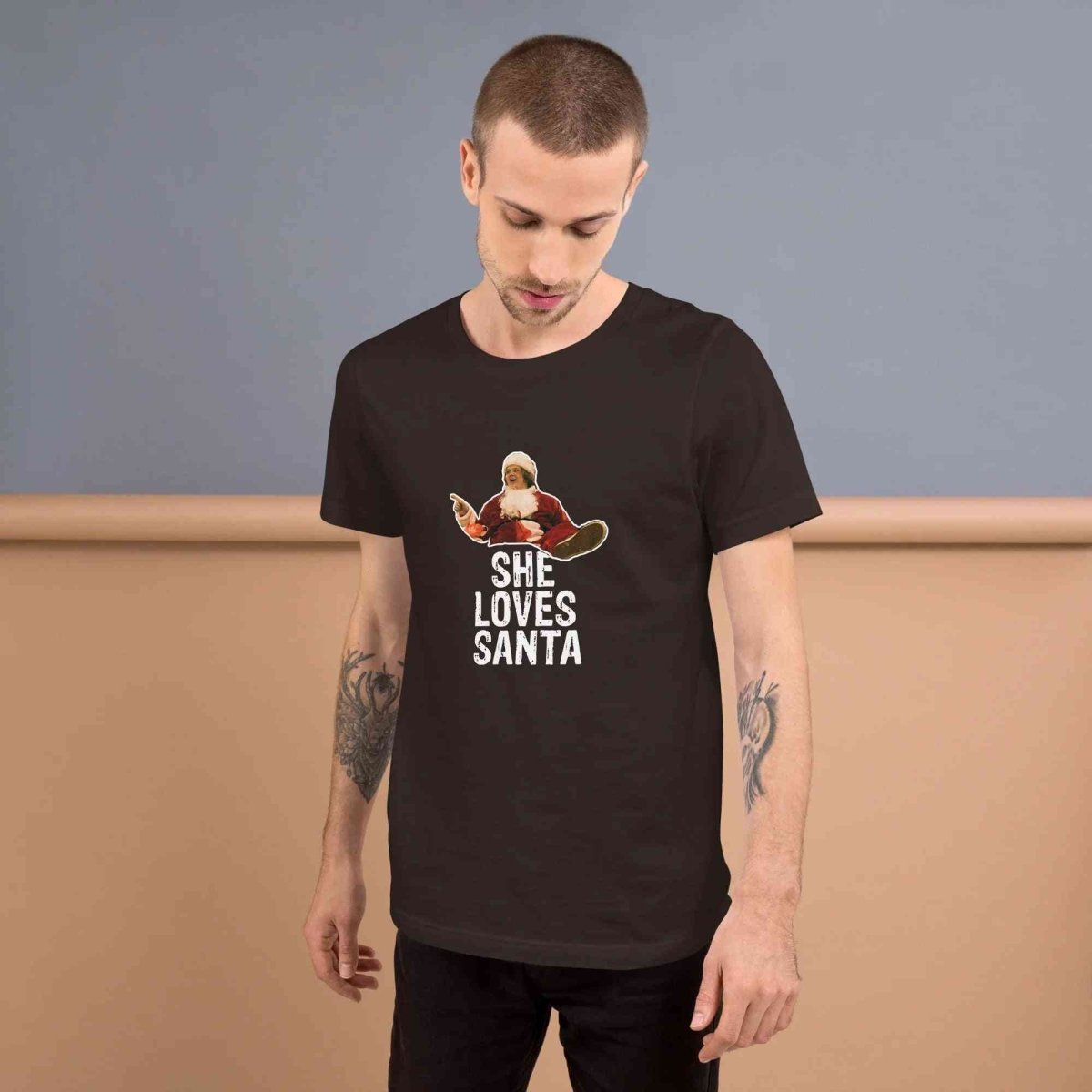 Lewis Capaldi Christmas T-Shirt | Unisex "She Loves Santa" Eco-Friendly Tee Alcyone213k