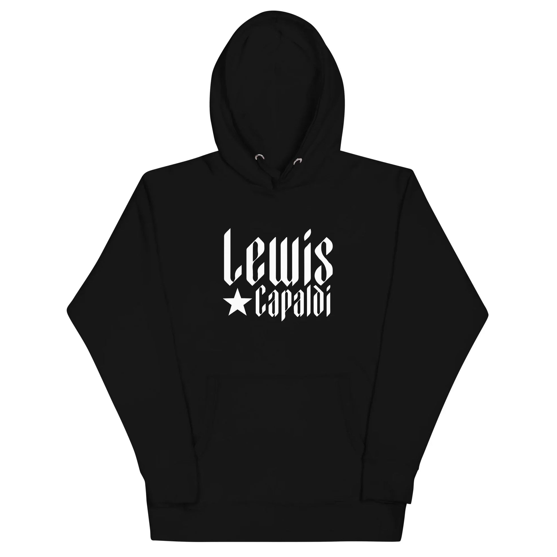 Lewis Capaldi Star Logo Hoodie - Black Cotton-Polyester Blend Unisex Fan Apparel Alcyone213k