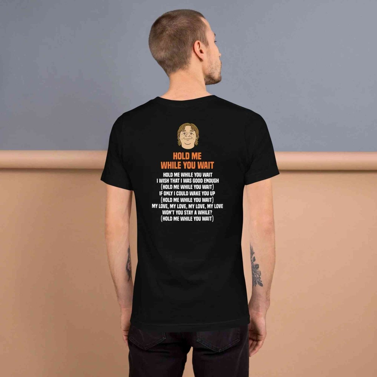 Lewis Capaldi 'Hold Me While I Wait' Lyrics T-Shirt - Alcyone213k Black Cotton Alcyone213k