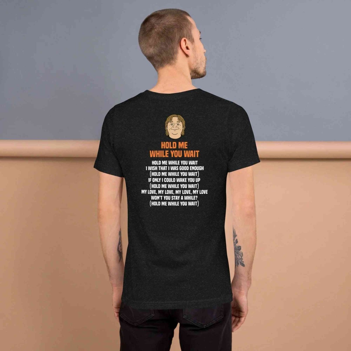 Lewis Capaldi 'Hold Me While I Wait' Lyrics T-Shirt - Alcyone213k Black Cotton Alcyone213k