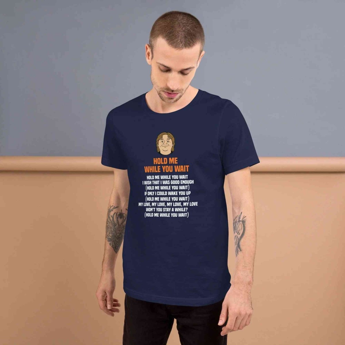 Lewis Capaldi 'Hold Me While I Wait' Lyrics T-Shirt - Alcyone213k Black Cotton Alcyone213k
