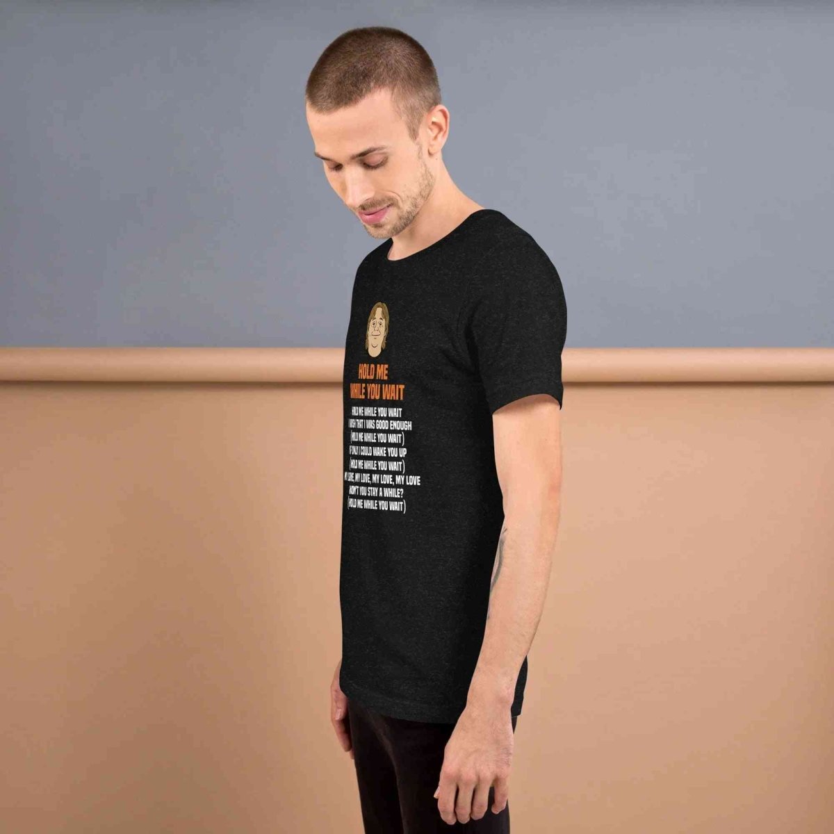 Lewis Capaldi 'Hold Me While I Wait' Lyrics T-Shirt - Alcyone213k Black Cotton Alcyone213k