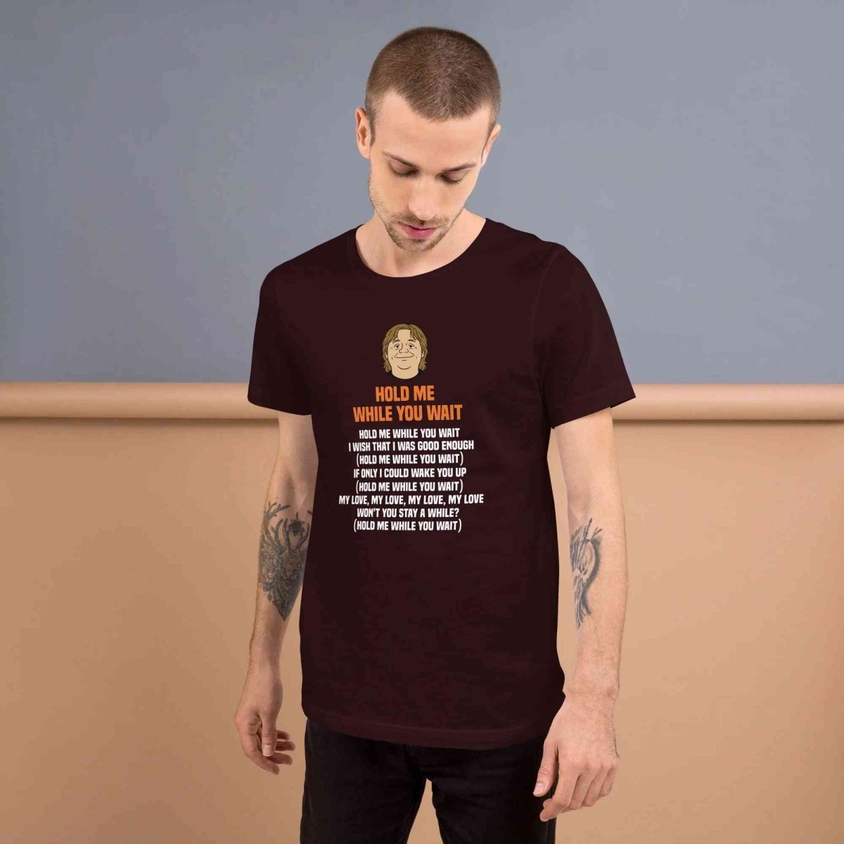 Lewis Capaldi 'Hold Me While I Wait' Lyrics T-Shirt - Alcyone213k Black Cotton Alcyone213k