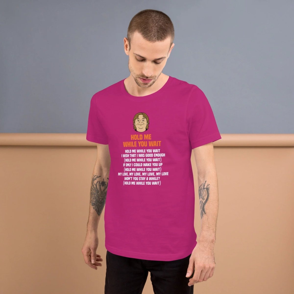 Lewis Capaldi 'Hold Me While I Wait' Lyrics T-Shirt - Alcyone213k Black Cotton Alcyone213k