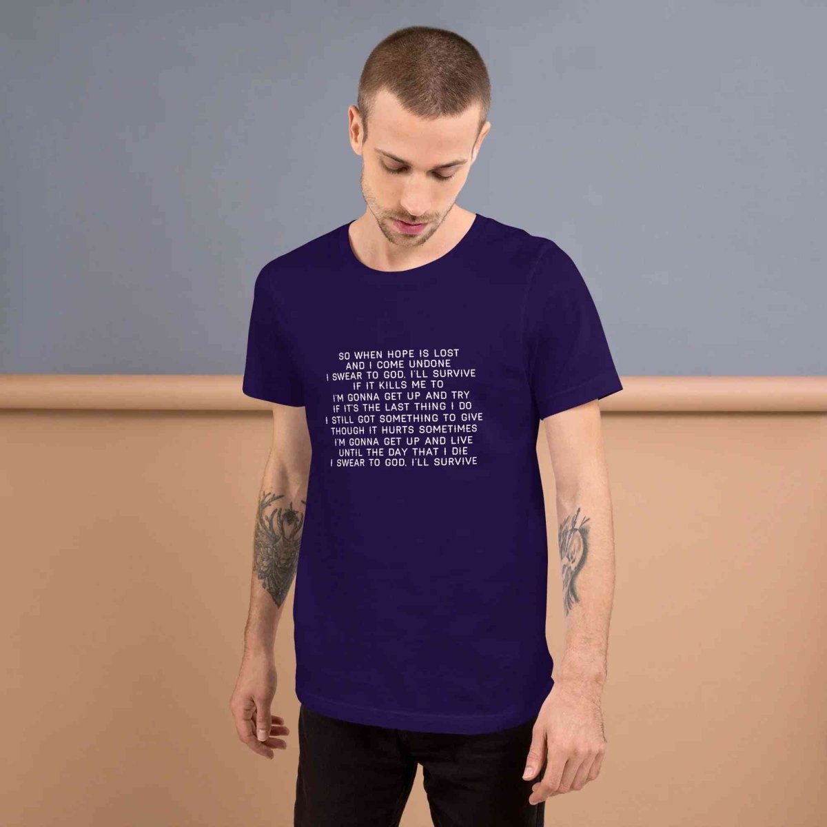 Lewis Capaldi "Survive" Lyric T-Shirt | Black Cotton Unisex Tee Alcyone213k
