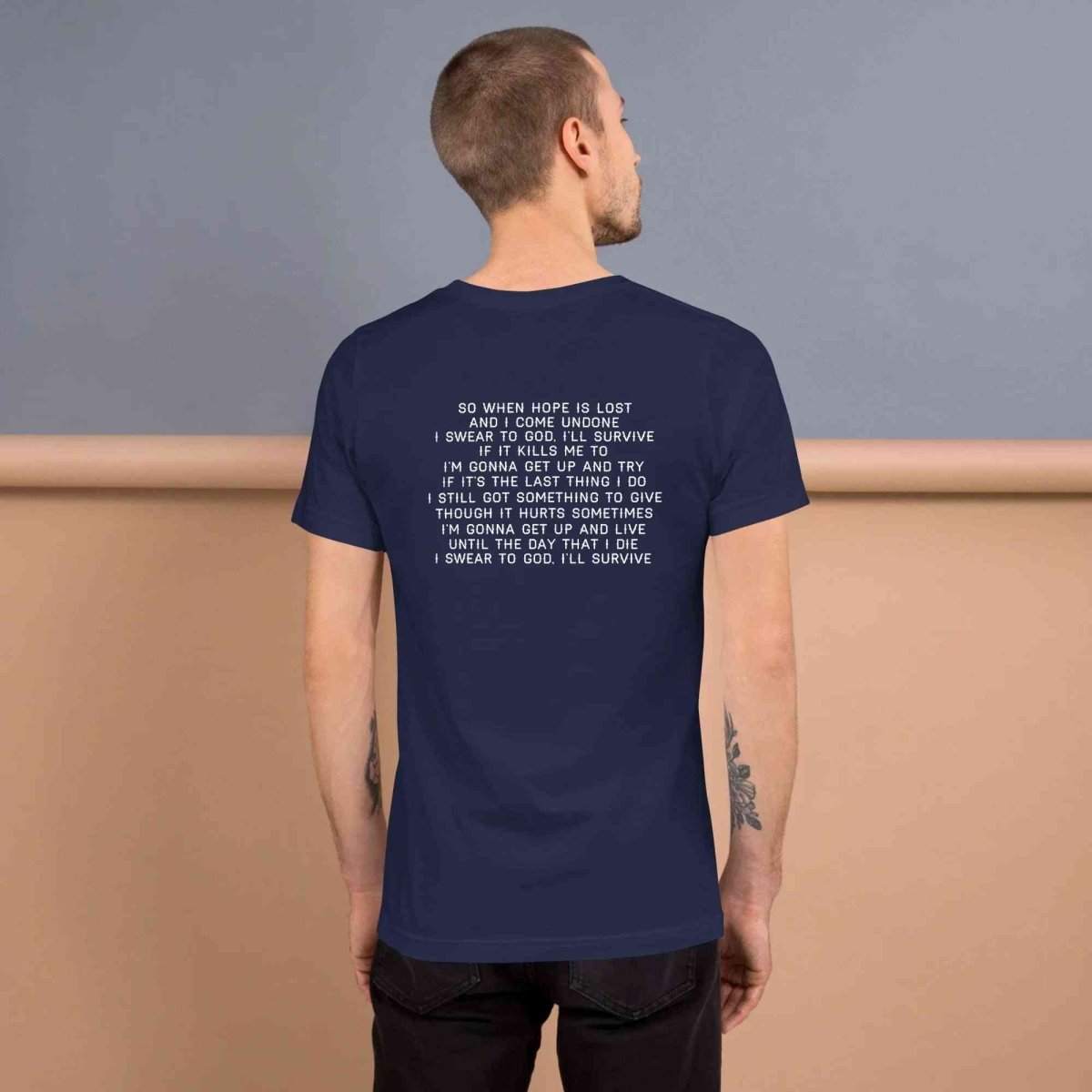 Lewis Capaldi "Survive" Lyric T-Shirt | Black Cotton Unisex Tee Alcyone213k