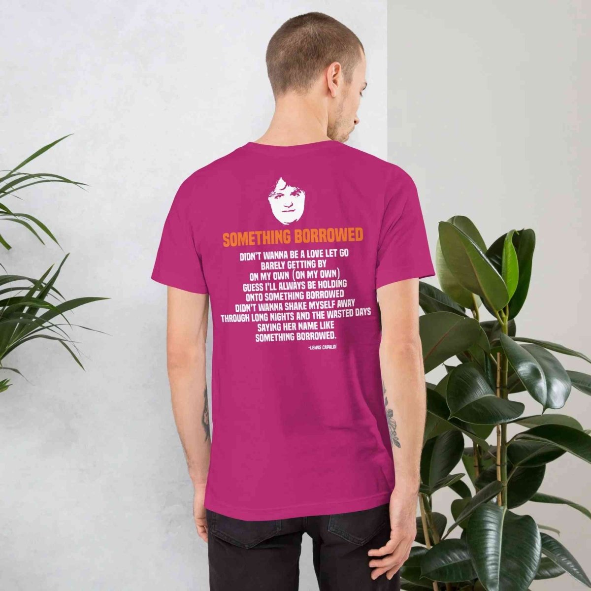 Lewis Capaldi "Something Borrowed" Lyrics T-Shirt | Alcyone213k Cotton Tee Alcyone213k