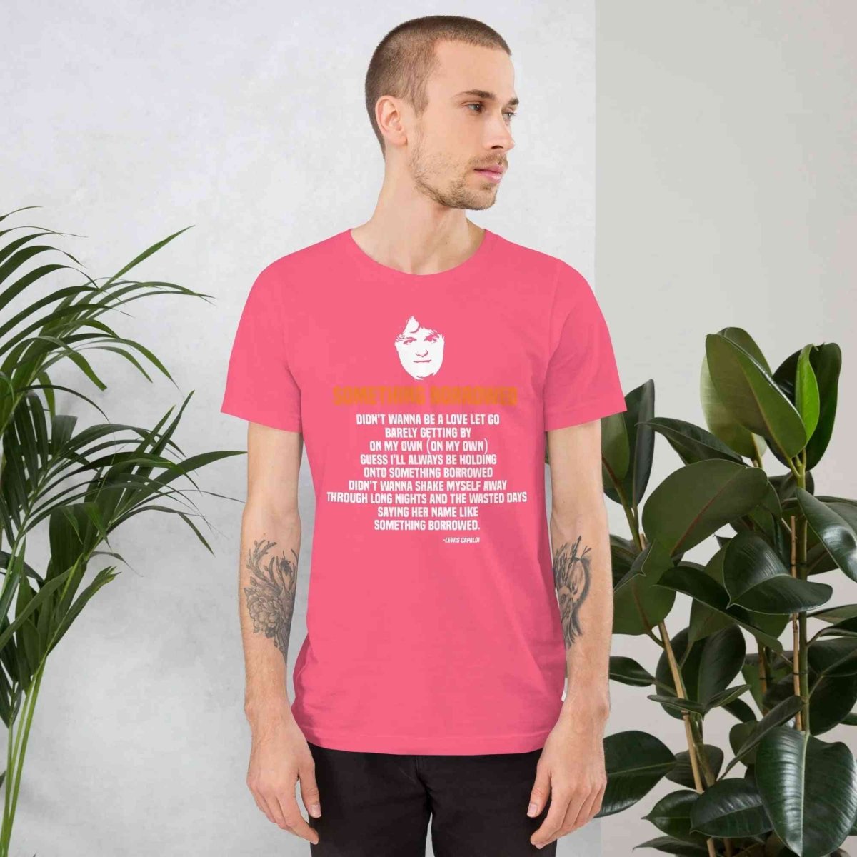 Lewis Capaldi "Something Borrowed" Lyrics T-Shirt | Alcyone213k Cotton Tee Alcyone213k