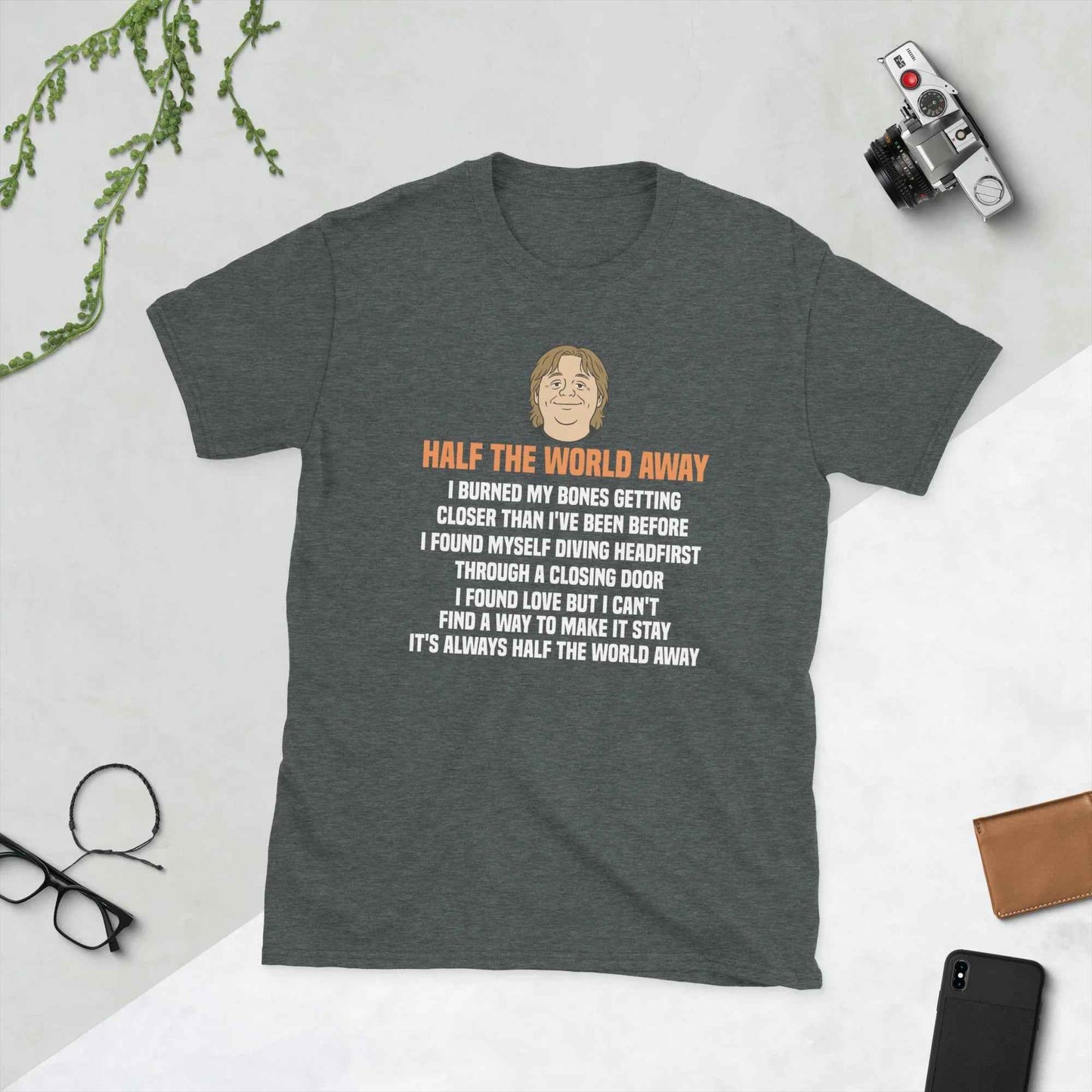 Lewis Capaldi Fan Merchandise: Half The World Away Lyrics Unisex Cotton T-Shirt - Alcyone213k