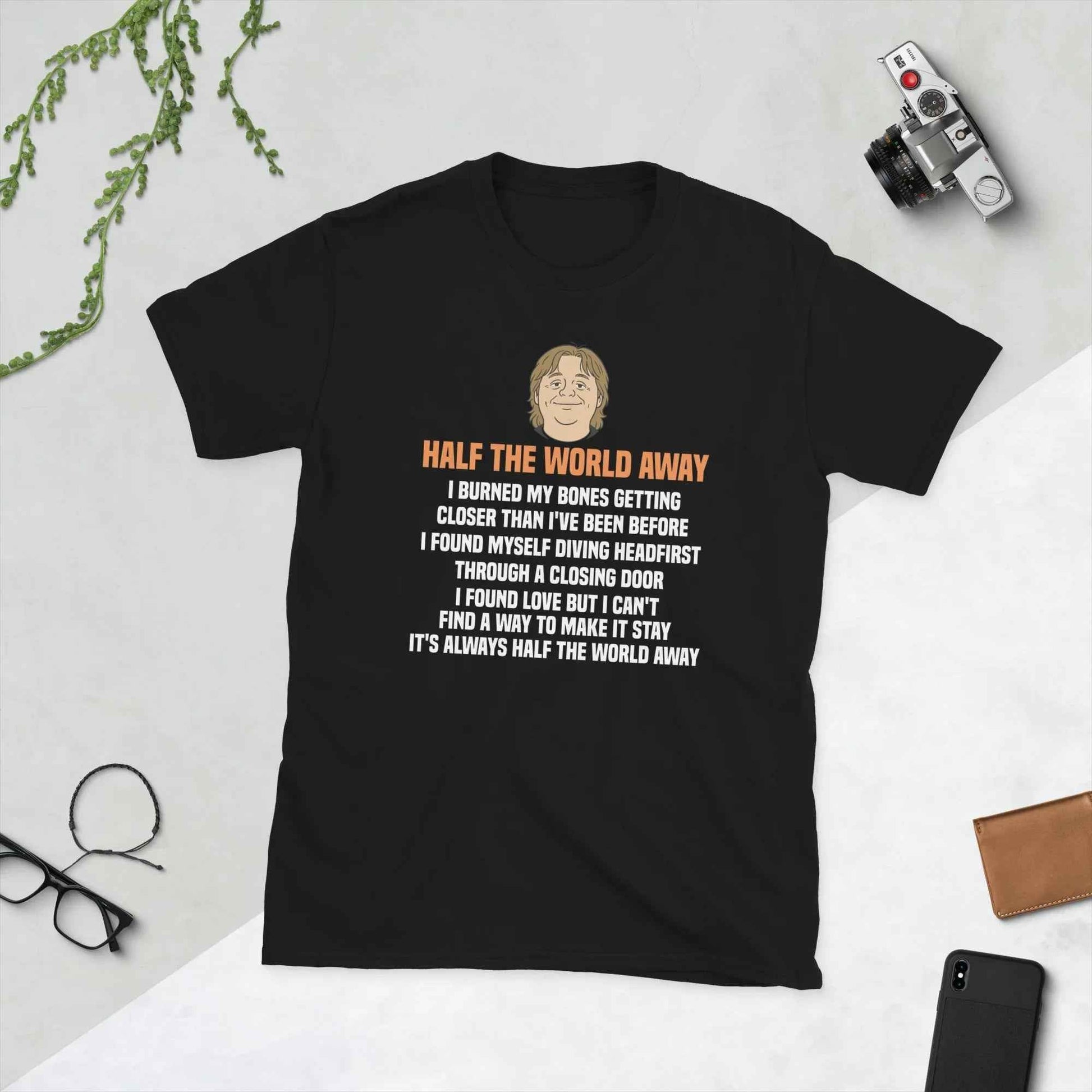 Lewis Capaldi Fan Merchandise: Half The World Away Lyrics Unisex Cotton T-Shirt - Alcyone213k