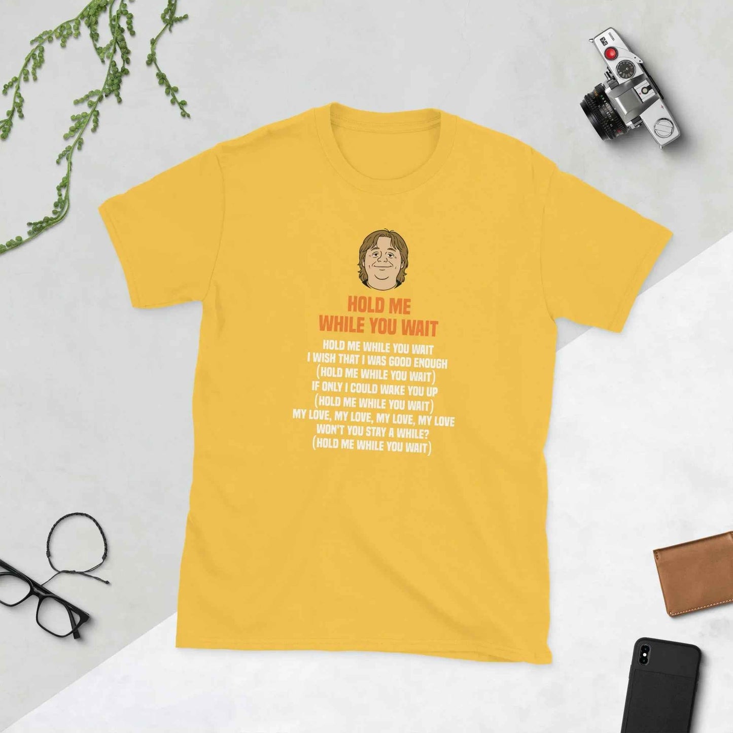 Lewis Capaldi "Hold Me While I Wait" Lyrics Cotton T-Shirt | Unisex Fan Merch T-shirt Alcyone213k