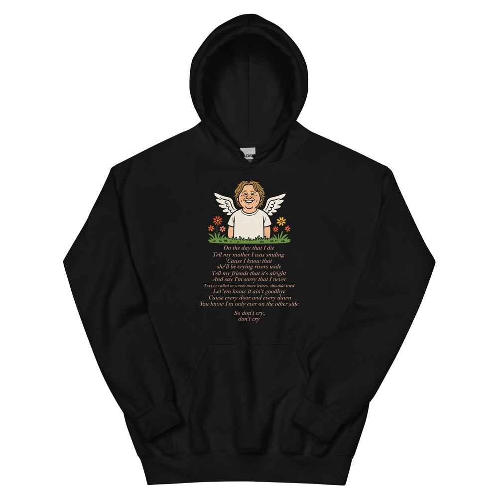 Lewis Capaldi "On The Day That I Die" Lyrics Hoodie - Unisex Black Cotton Blend Alcyone213k